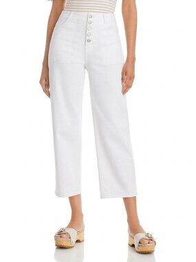 Veronica Beard White Crosbie High Rise Cropped Wide Leg Jeans Size 23